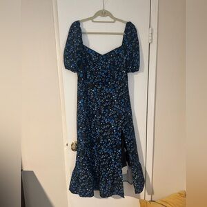 NWT Commense Blue/Black Floral Dress L